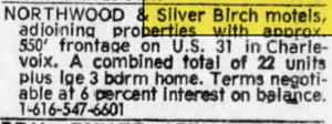 Silver Birch Motel - April 1973 For Sale